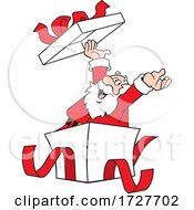 Poster, Art Print Of Cartoon Happy Christmas Santa Claus Popping Out Of A Gift