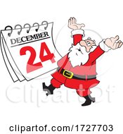 Poster, Art Print Of Cartoon Frantic Christmas Santa Claus With A Christmas Eve Calendar