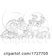 Poster, Art Print Of Christmas Santa Claus Feeding His Reindeer