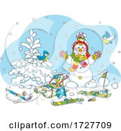 Poster, Art Print Of Cute Snowman And Birds