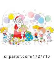 Christmas Santa Claus Giving Gifts To Children