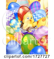 Poster, Art Print Of Easter Chick Eggs Background Cartoon