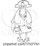 Poster, Art Print Of Cartoon Senior Lady Wearing A Mask