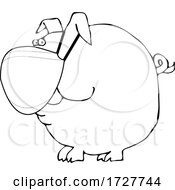 Cartoon Covid Piggy Wearing A Mask