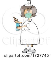 Poster, Art Print Of Cartoon Nurse Wearing A Mask And Holding A Pill