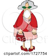 Poster, Art Print Of Cartoon Senior Woman Wearing A Mask