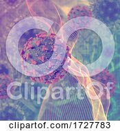 Poster, Art Print Of 3d Medical Background With Abstract Virus Cells Vintage Style