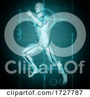 3D Medical Background With Male Figure In Running Pose
