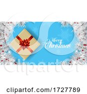 Poster, Art Print Of Christmas Gift Banner With Tree Branches