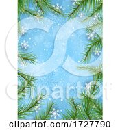 Poster, Art Print Of Border Or Menu Frame With Branches And Snowflakes