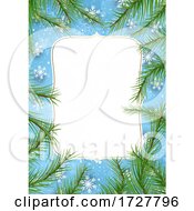 Poster, Art Print Of Border Or Menu Frame With Branches And Snowflakes