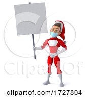 3d White Male Super Hero Christmas Santa On A White Background