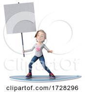 3d Casual Young Woman On A White Background