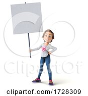 3d Casual Young Woman On A White Background