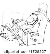 Cartoon Male Pilgrim Wearing A Mask And Napping In A Chair