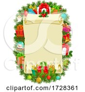 Poster, Art Print Of Christmas Wreath And Scroll