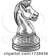 Poster, Art Print Of Knight Chess Piece Vintage Woodcut Style Concept