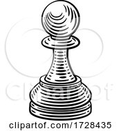 Poster, Art Print Of Pawn Chess Piece Vintage Woodcut Style Concept