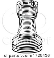 Poster, Art Print Of Rook Chess Piece Vintage Woodcut Style Concept