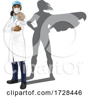 Poster, Art Print Of Doctor Woman Pointing With Super Hero Shadow