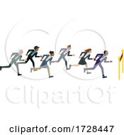 Business People Running Race Finish Line Concept