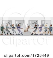Tug Of War Rope Pulling Business People Concept