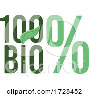 100 Bio Word Or Text With Green Leaf