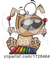 Cartoon Dog Playing A Xylophone