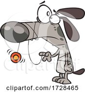 Poster, Art Print Of Cartoon Dog With His Snout Tangled In A Yo Yo String