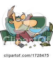 Cartoon Lazy Man On A Couch by toonaday