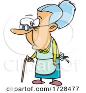 Cartoon Granny Using A Cane