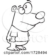 Cartoon Lineart Baby Bear Wearing A Tee Shirt