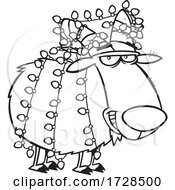 Cartoon Lineart Christmas Goat Decorated In Lights