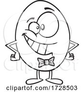Poster, Art Print Of Cartoon Outline Happy Egg Wearing A Bowtie
