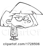 Cartoon Lineart Grumpy Girl