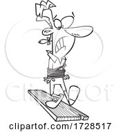 Poster, Art Print Of Cartoon Outline Man Walking The Plank