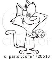 Poster, Art Print Of Cartoon Outline Cat With A Poker Face