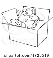 Poster, Art Print Of Cartoon Outline Schrodingers Cat In A Box