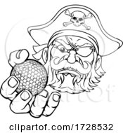 Poster, Art Print Of Pirate Golf Ball Sports Mascot Cartoon