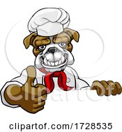 Bulldog Chef Mascot Thumbs Up Sign Cartoon
