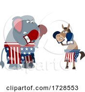 Political Elephant And Donkey Boxing