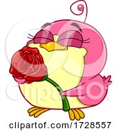 Poster, Art Print Of Chickadee Holding A Rose