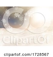 Poster, Art Print Of 3d Christmas Landscape With Falling Snowflakes