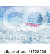 Poster, Art Print Of 3d Christmas Landscape With Gifts Nestled In The Snow