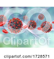 Poster, Art Print Of 3d Medical Background With Covid 19 Virus Cells And Blood Cells