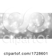 Poster, Art Print Of Silver Christmas Banner With Snowflakes