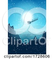 Christmas Background With Santa In The Sky
