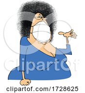 Cartoon Woman Wearing A Mask And Presenting
