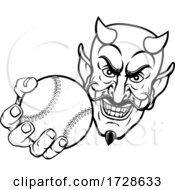 Poster, Art Print Of Devil Satan Baseball Ball Sports Mascot Cartoon
