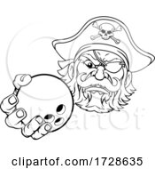 Poster, Art Print Of Pirate Ten Pin Bowling Ball Sports Mascot Cartoon